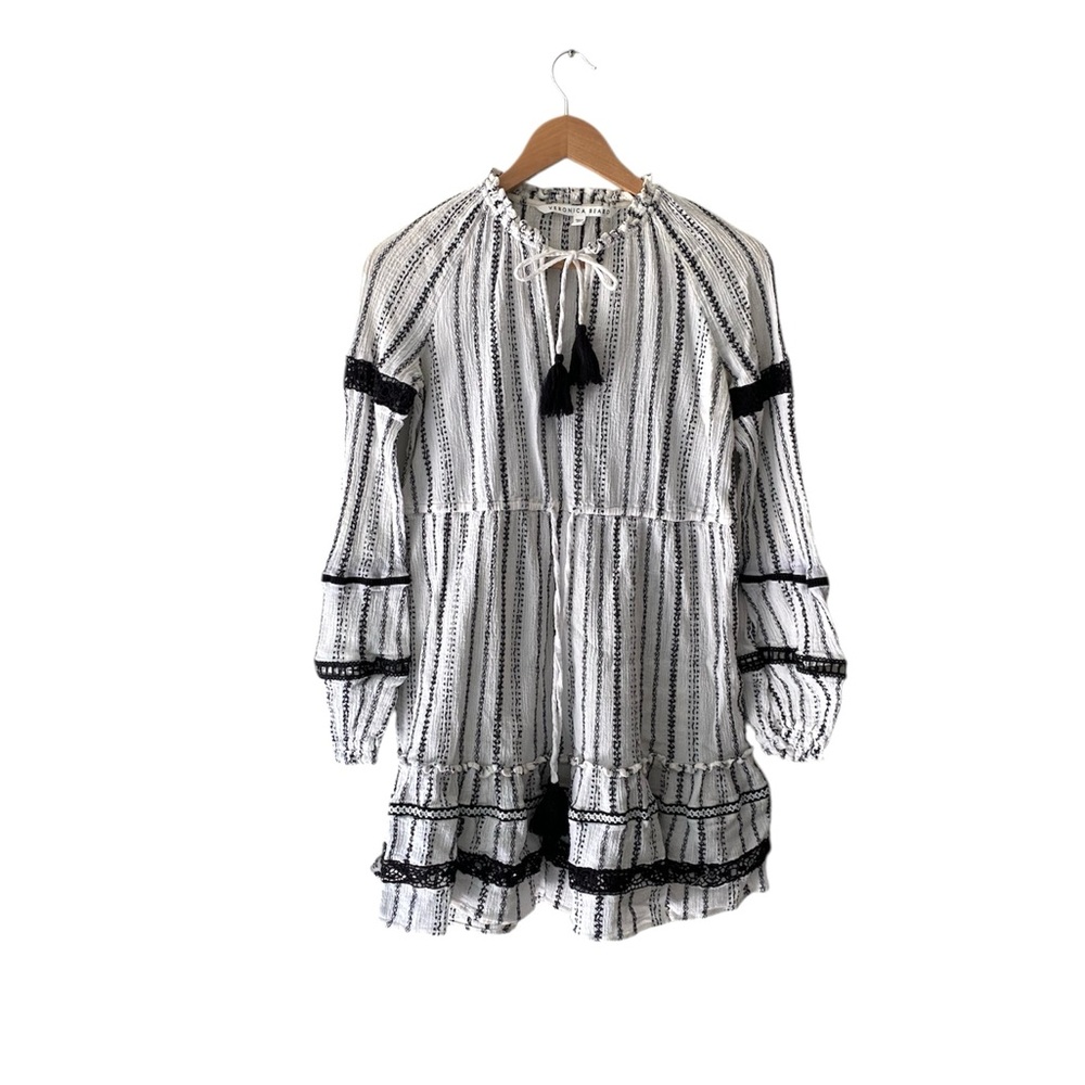 Veronica Beard Danica Black and White Striped Dress | size M